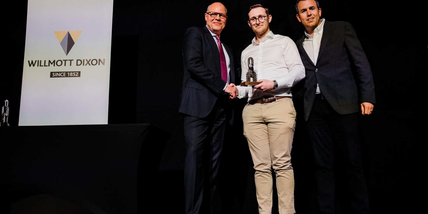 Pictured above (L-R): John Waterman (Willmott Dixon, Chief Operating Officer), Andrew Walker (Kane, Business Development Manager) and Kevin Dundas (Willmott Dixon, MMC and Offsite Manager)