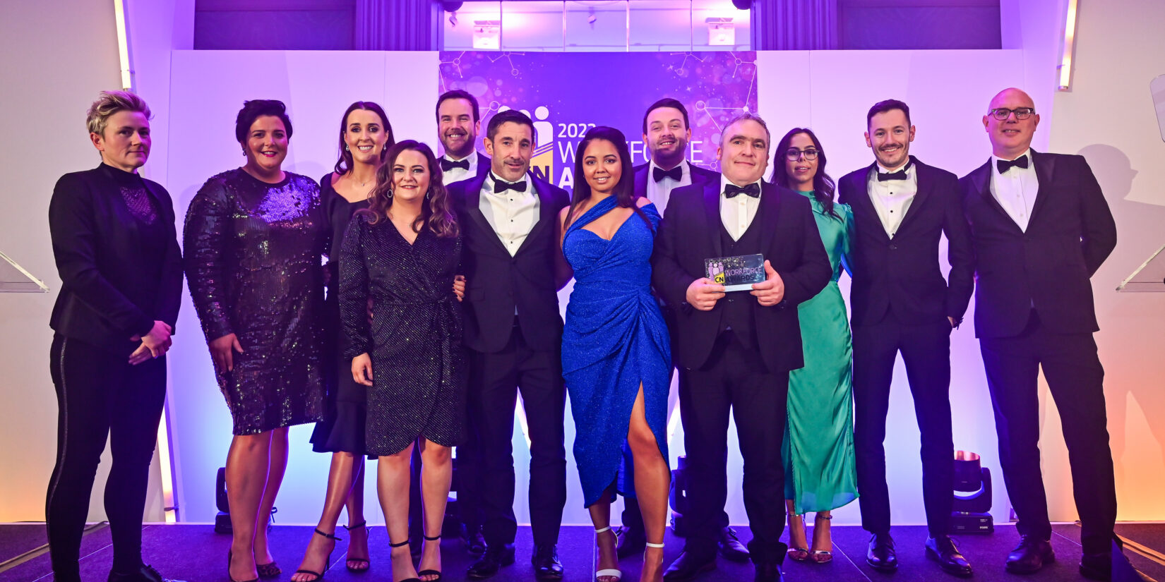 Pictured above (L-R): Carol Bardell-Wise (SHEQ Director at Morgan Sindall Infrastructure), Catriona Donnelly, Alicia Cunningham, Danielle Fitzpatrick, Ciaran Cahoon, Mark Dolan, Jayde Addison, Ryan Spencer, Cathal McMullan, Caoimhe Toner, Brian McGreevy and Colin Marrs (Editor of Construction News)